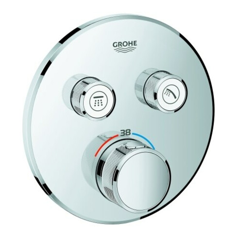 Grohe Fertigset Grohtherm Smartcontrol chr, rd, UP-Thermostat, 2 Absperrventile