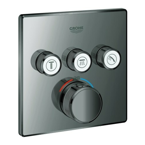 Grohe Fertigset Grohtherm Smartcontrol hd graphite, angle, encastré, 3 vannes d'arrêt