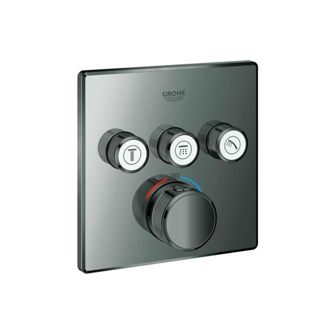 Grohe Fertigset Grohtherm Smartcontrol hd graphite, angle, encastré, 3 vannes d'arrêt