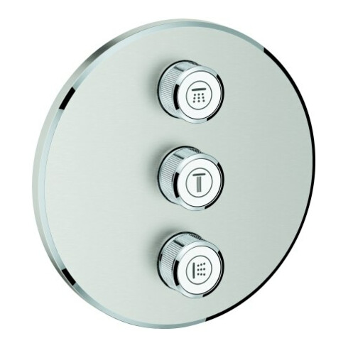Grohe Fertigset Grohtherm Smartcontrol supersteel, rund, UP-Ventil 3-fach