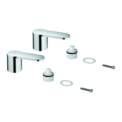 Grohe Griffpaar 48309 Mark. blau/rot für Eurostyle C 3-Loch WT-Batterie chrom
