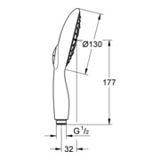Grohe Handbrause 130 POWER&SOUL mit Durchflusskonstanthalter 9,5 l/min chrom-2