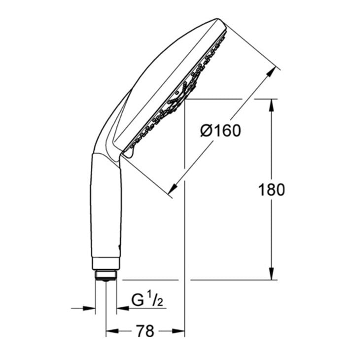 Grohe Handbrause Classic RAINSHOWER 160 mm, 4 Strahlarten Rain/Jet/Pure/Champagne chrom