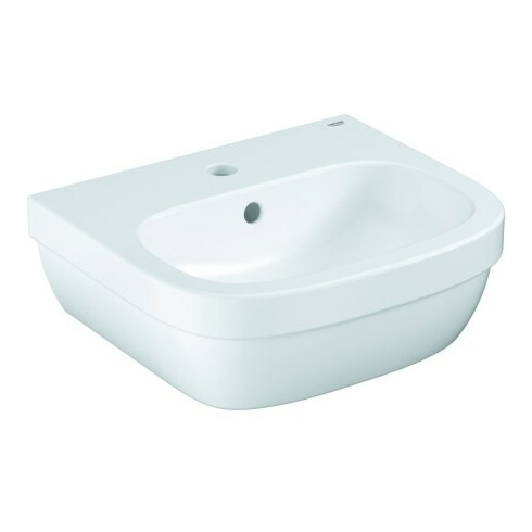 Grohe Handwaschbecken Euro Keramik 45cm, 1 Hahnloch und Überlauf, alpinweiß
