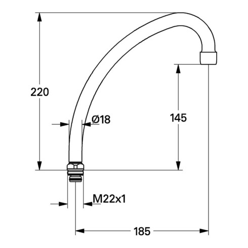 Grohe HU-Auslauf COSTA Rohrauslauf, Ausladung 185 mm chrom