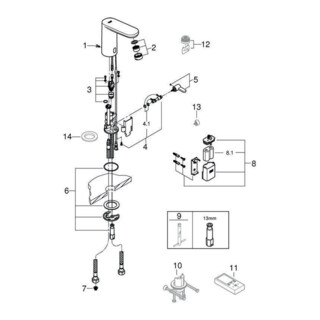 Grohe Infrarot-Elektronik CE EUROSMART DN 15, für Waschtisch, mit Mischung und Batterie chrom