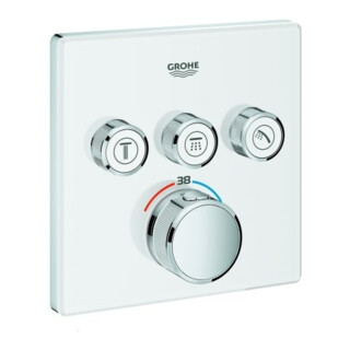 Grohe Kit complet Grohtherm Smartcontrol moon blanc, angle, encastré, 3 vannes d'arrêt