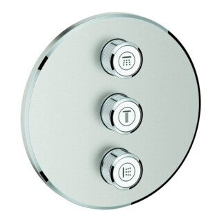 Grohe Kit complet Grohtherm Smartcontrol supersteel, rond, vanne encastrée 3 voies