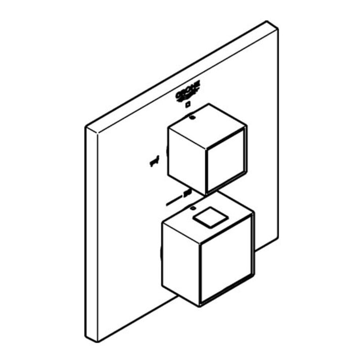 Grohe Kit de montage complet Grohtherm Cube thermostat baignoire encastré, avec 2 voies, chrome