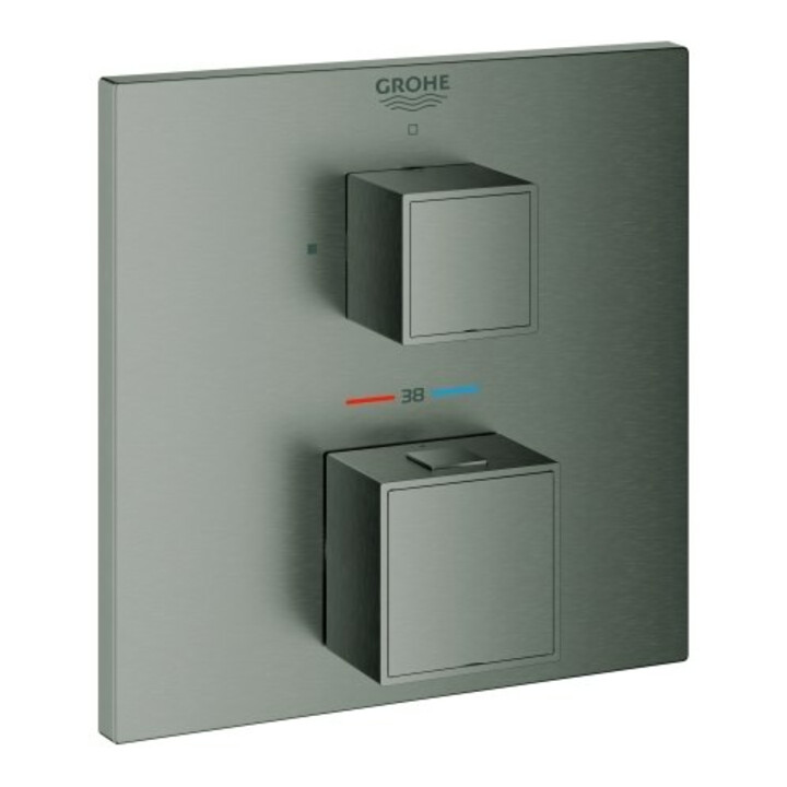Grohe Kit de montage Grohtherm Cube encastré, avec vanne d'arrêt, gris graphite mat