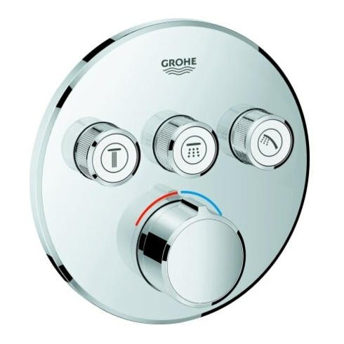 Grohe Kit de montage SmartControl UP-EHM, avec 3 vannes d'arrêt, rond, chrome