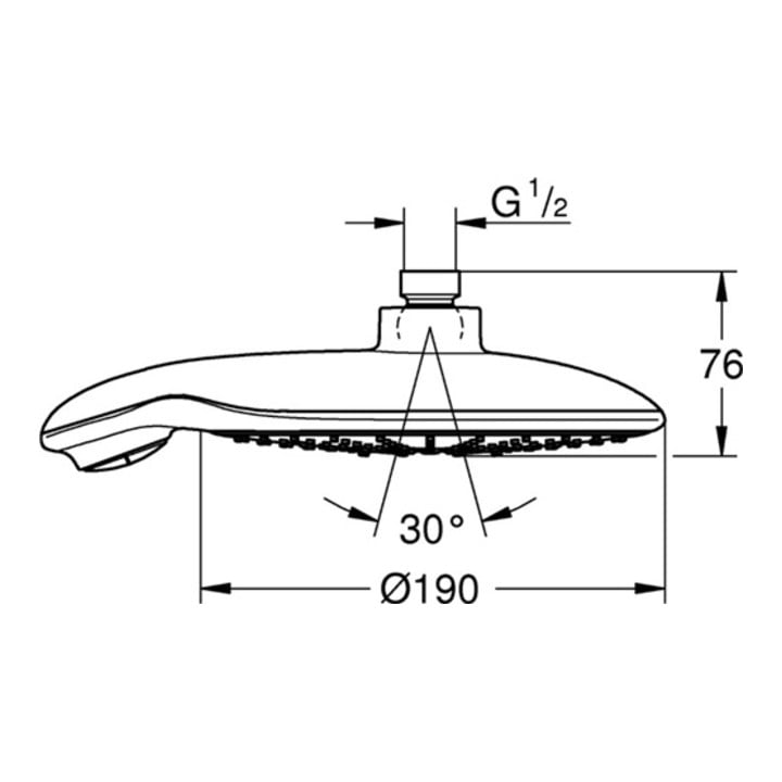 Grohe Kopfbrause 190 POWER&SOUL Ø 190 mm mit Durchflusskonstanthalter 9,5 l/min chrom