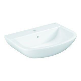 Grohe Lavabo Bau Céramique 64,6x46,8 cm, 1 trou robinet, avec trop-plein, suspendu, blanc alpestre