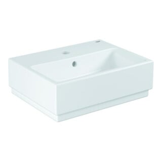 Grohe Lavabo mural Cube céramique 45 cm, 1 trou mitigeur, alp-we PureGuard