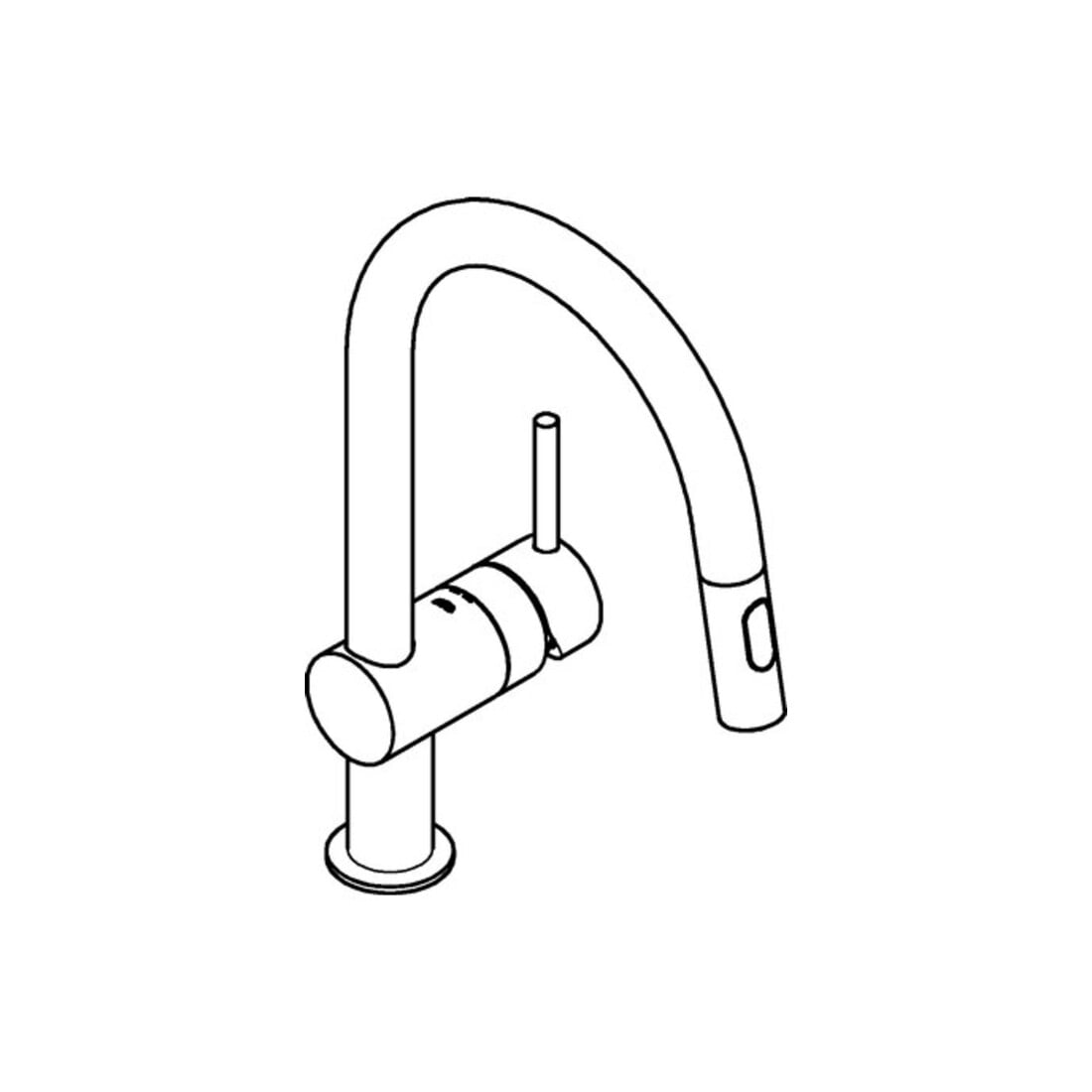 Grohe Minta Mitigeur d'évier 1/2", bec C, douchette double, super chromé