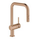 Grohe Minta Mitigeur évier chaud inox brossé, douchette extractible double, bec en U-1