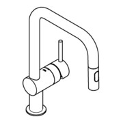 Grohe Minta Mitigeur évier mono-levier super chromé, douchette extractible double, bec en U-3