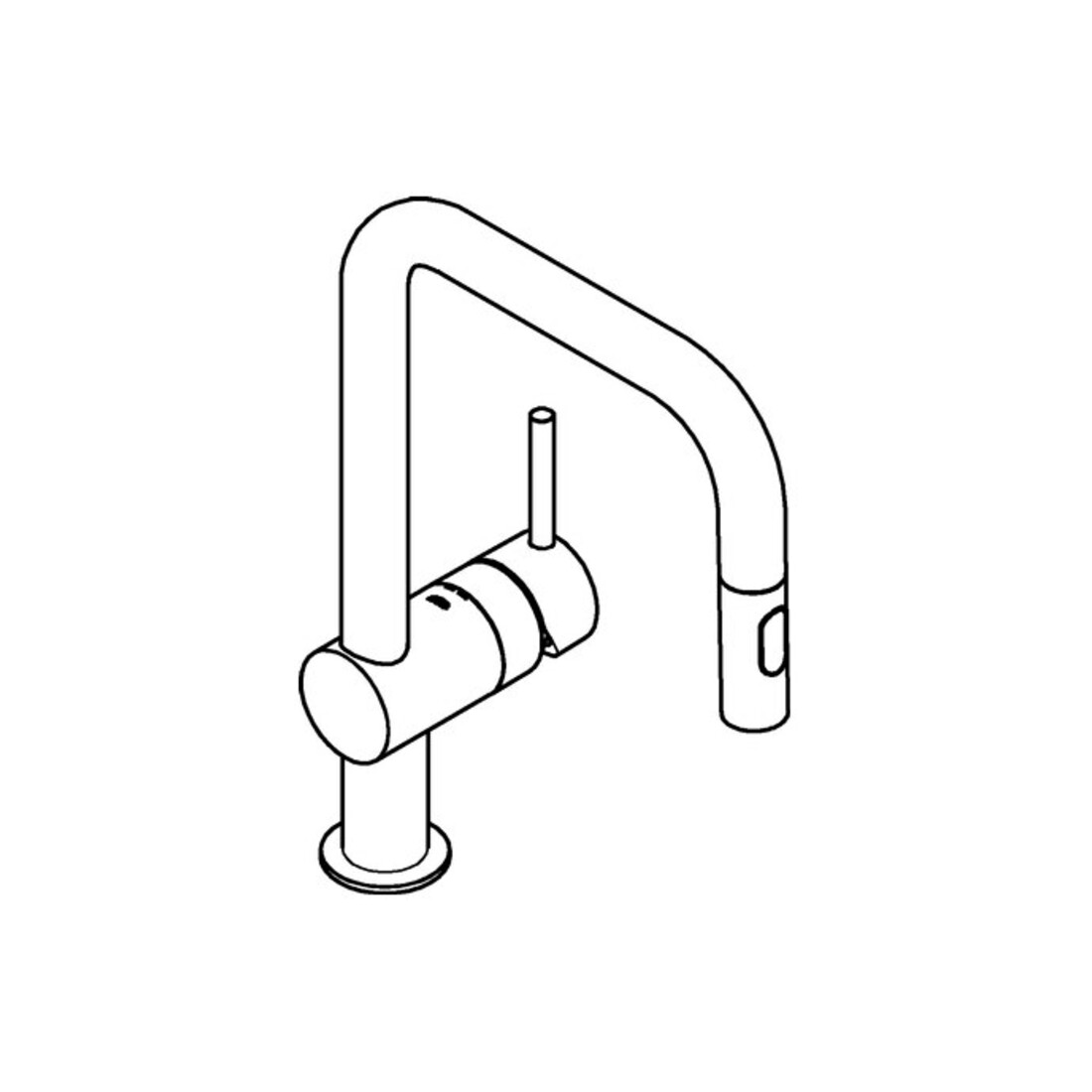 Grohe Minta Mitigeur évier mono-levier super chromé, douchette extractible double, bec en U