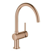 Grohe Minta Mitigeur évier monocommande chaud inox brossé, bec pivotant, sortie C