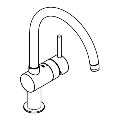 Grohe Minta Mitigeur évier monocommande chaud inox brossé, bec pivotant, sortie C