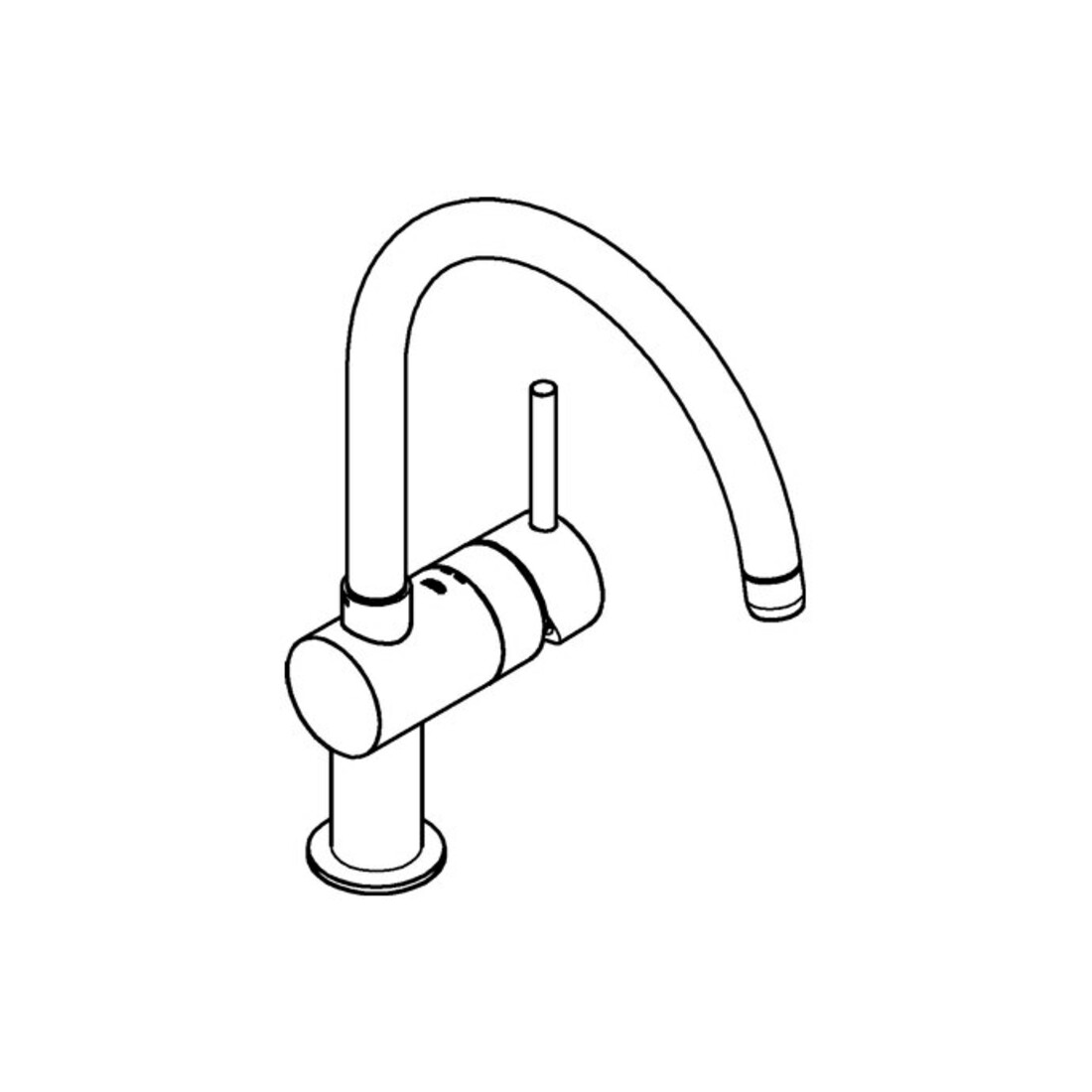 Grohe Minta Mitigeur monotrou évier, bec pivotant, bec en C, chromé