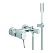 Grohe Mitigeur bain monocommande Concetto chrome, avec ensemble douche, montage mural