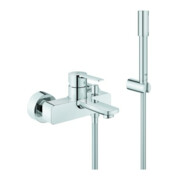 Grohe Mitigeur bain monocommande Lineare chrome, avec ensemble douche, montage mural
