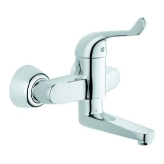 Grohe Mitigeur de sécurité monocommande pour lavabo Euroeco Special chrome, saillie 19,7 cm