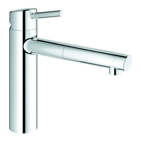 Grohe Mitigeur évier Concetto chromé, mousseur extractible, bec moyen