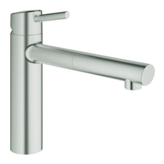 Grohe Mitigeur évier Concetto inox, mousseur extractible, bec moyen