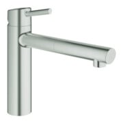 Grohe Mitigeur évier Concetto inox, mousseur extractible, bec moyen