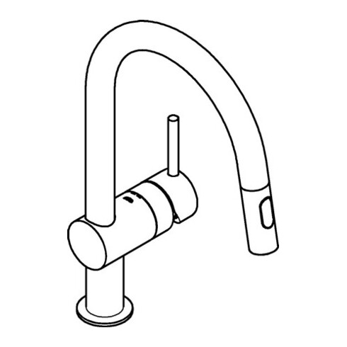 Grohe Mitigeur évier Minta 1/2", bec C, douchette extractible, chrome