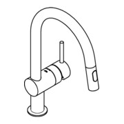 Grohe Mitigeur évier Minta 1/2", bec C, douchette extractible, chrome-3