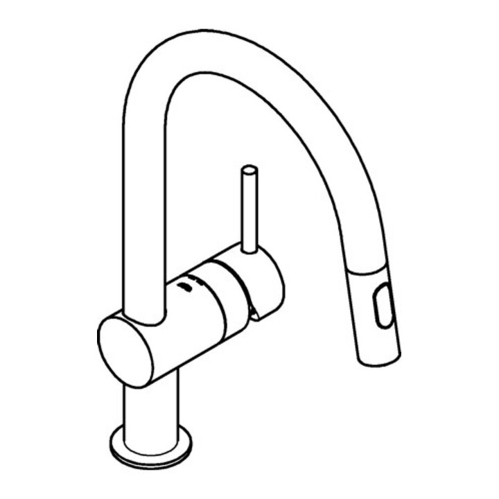 Grohe Mitigeur évier Minta 1/2", bec C, douchette extractible, chrome