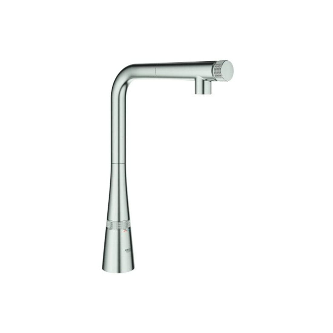 Grohe Mitigeur évier Zedra SmartC bec extractible avec jet laminaire, superchromé
