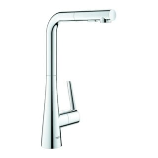 Grohe Mitigeur évier Zedra SmartC chrome, douchette extractible double jet