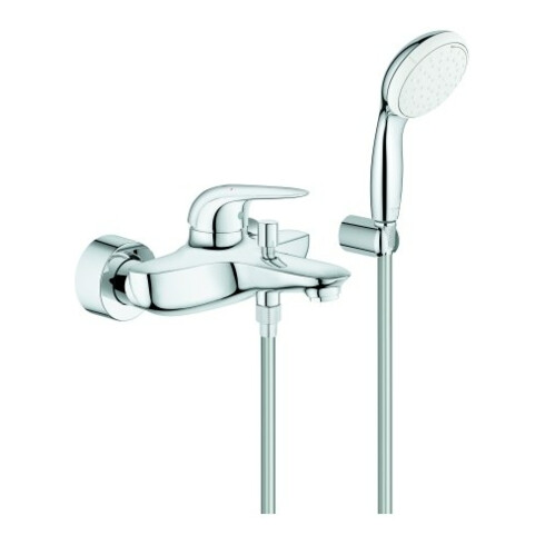 Grohe Mitigeur monocommande baignoire Eurostyle chrome, levier métal, montage mural