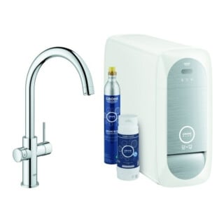 Grohe Mitigeur monocommande évier Blue Home chrome, kit de démarrage bec C