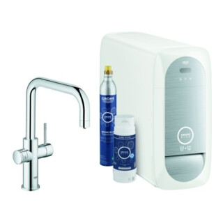 Grohe Mitigeur monocommande évier Blue Home chrome, kit de démarrage bec en U