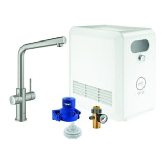 Grohe Mitigeur monocommande évier Blue Professional bec en L, supersteel