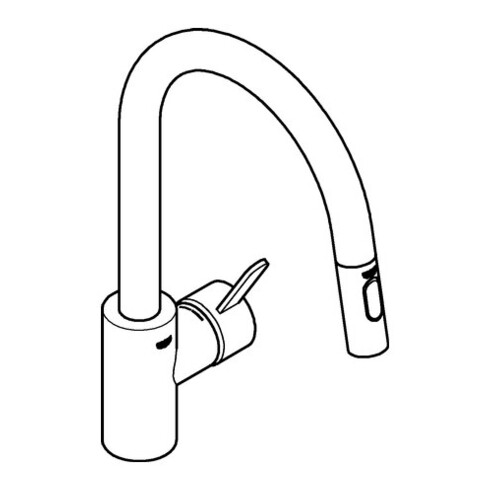 Grohe Mitigeur Monocommande Évier Eurosmart Cosmopolitan 1/2", bec haut, douchette extractible, chrome