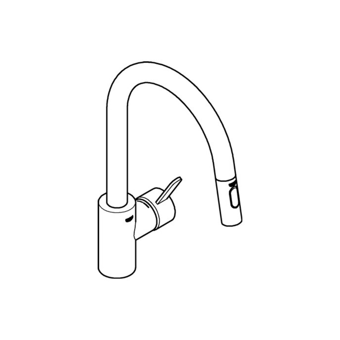Grohe Mitigeur Monocommande Évier Eurosmart Cosmopolitan 1/2", bec haut, douchette extractible, chrome