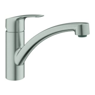 Grohe Mitigeur monocommande évier Eurosmart SuperSteel, bec plat pivotant