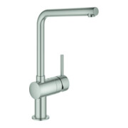Grohe Mitigeur monocommande évier Minta supersteel, bec pivotant en L