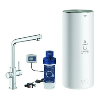 Grohe Mitigeur monocommande évier Red Duo chrome, taille L, avec chauffe-eau