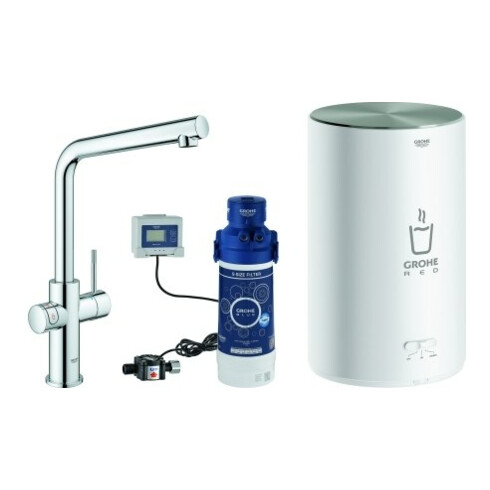 Grohe Mitigeur monocommande évier Red Duo chrome, taille M, avec chauffe-eau