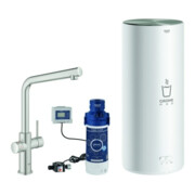 Grohe Mitigeur monocommande évier Red Duo supersteel, taille L, avec chauffe-eau
