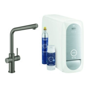Grohe Mitigeur monotrou Blue Home hd graphite brossé, bec en L - Kit de démarrage
