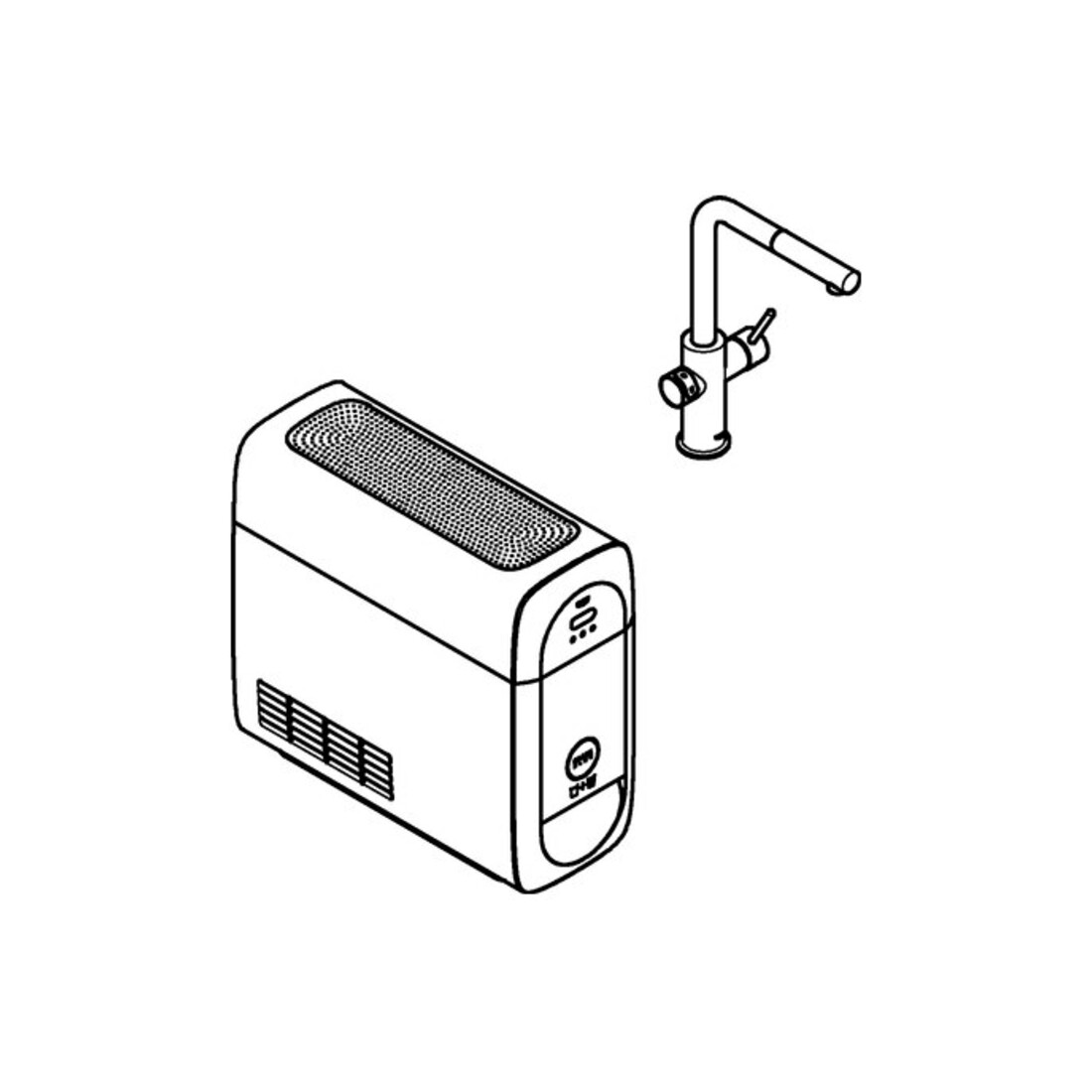 Grohe Mitigeur monotrou Blue Home sst, bec L, démarrage K, bec extractible M