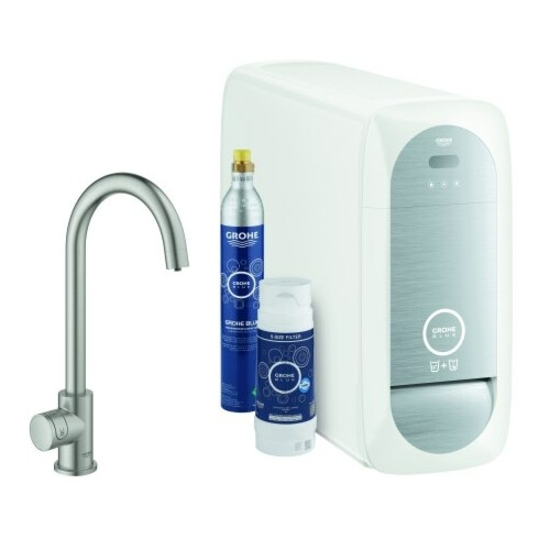 Grohe Mitigeur Monotrou Blue Home supersteel, Kit Mono-Starter